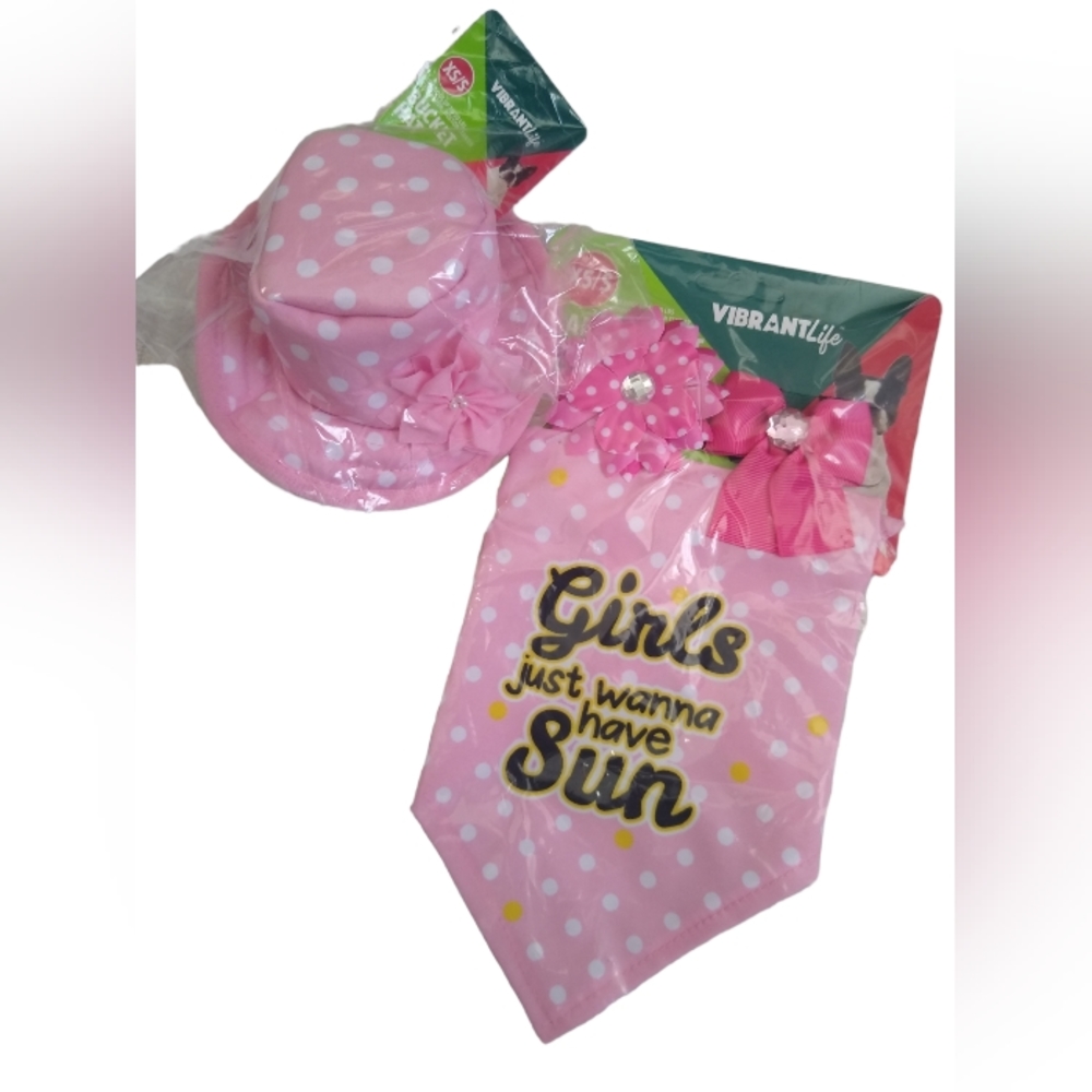 New! Pink Polka Dot Bucket Hat & Matching Bandana